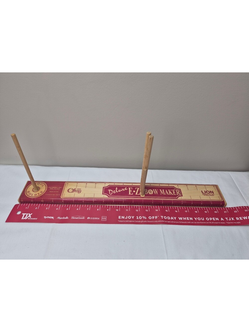 Vintage Deluxe E-Z Bow Maker Wooden Tool with Pegs for Crafting Bows J75